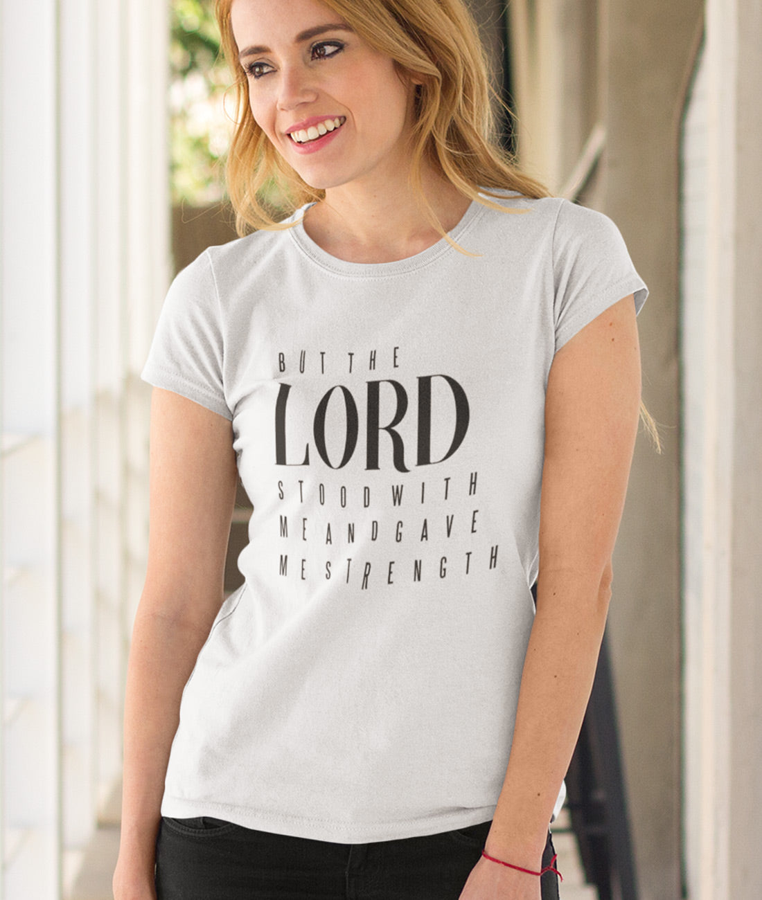 Lord stood with me and gave me Strength  - Damen Premium Organic Shirt