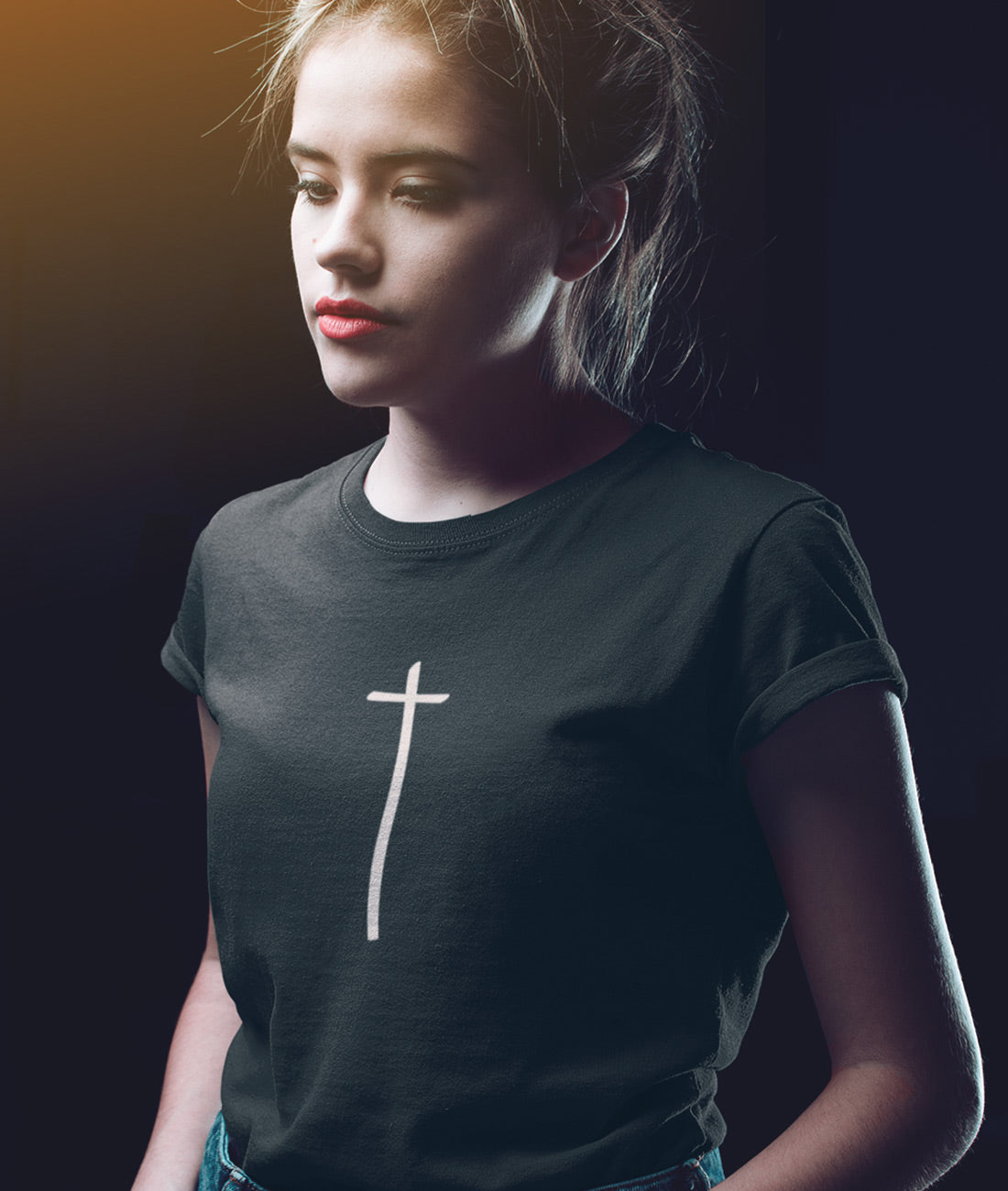 Minimalistisches Kreutz  - Damen Premium Organic Shirt