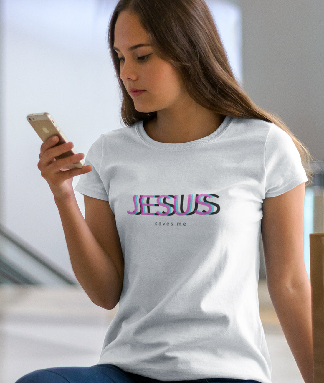 Jesus saves me  - Damen Premium Organic Shirt